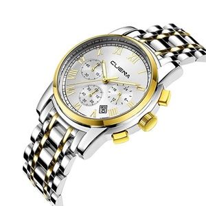 CUENA  Stainless Steel Quartz Calendar Watch
